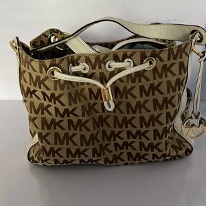 MICHAEL KORS campus leather monogram shoulder bag handbag brown NWOT